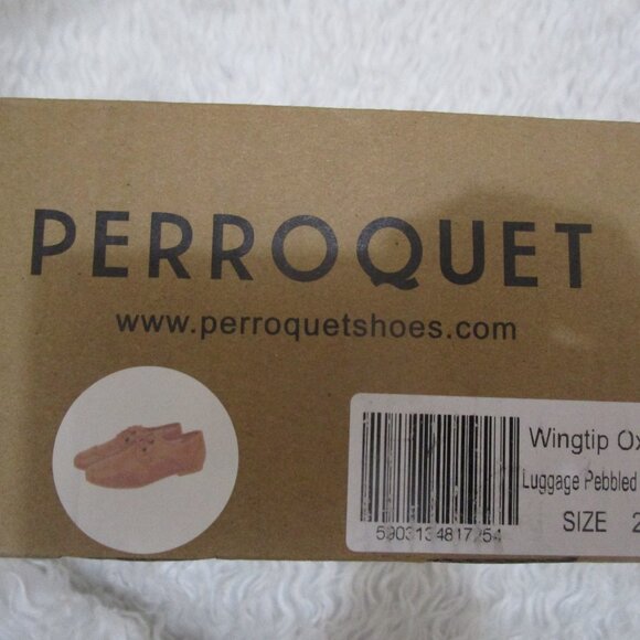 PERROQUET SHOES Boys Wingtip Oxford Leather laced shoes luggage New In Box Sz 27 - Picture 6 of 17